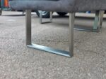 Reception Corner High Sofa with Steel Legs - Grey Suede Leather - 164cm - Image 4