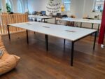 6 Person Office Desk – Bench Style with Light Grey Tops & Black Steel Frame - Image 9