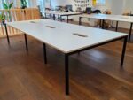6 Person Office Desk – Bench Style with Light Grey Tops & Black Steel Frame - Image 12