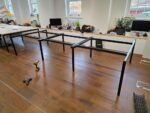 6 Person Office Desk – Bench Style with Light Grey Tops & Black Steel Frame - Image 15
