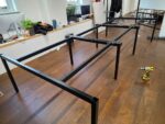 6 Person Office Desk – Bench Style with Light Grey Tops & Black Steel Frame - Image 16