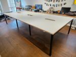 6 Person Office Desk – Bench with Light Grey Tops & Black Steel Frame - 360c - Image 3