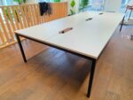 6 Person Office Desk – Bench with Light Grey Tops & Black Steel Frame - 360c - Image 4
