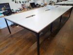 6 Person Office Desk – Bench with Light Grey Tops & Black Steel Frame - 360c - Image 5