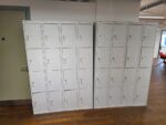 Bisley Tall 4-Compartment Locker, Light Grey Metal, Lockable - Set of 8
