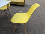 Meeting/Dining Table Set with 4 Yellow Eiffel Chairs, Wooden Legs and White Top - Image 6