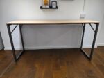 High Collaboration Office Table - Light Wood Top, Rustic Steel Frame - 220cm