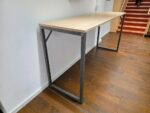 High Collaboration Office Table - Light Wood Top, Rustic Steel Frame - 220cm - Image 3