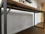 High Collaboration Office Table - Light Wood Top, Rustic Steel Frame - 220cm - Image 4