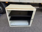 Desk Height Tambour Cupboard – Beige Cabinet & White Lockable Sliding Door - Image 2