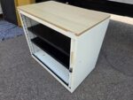 Desk Height Tambour Cupboard – Beige Cabinet & White Lockable Sliding Door - Image 3