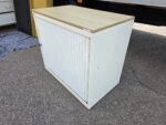 Desk Height Tambour Cupboard – Beige Cabinet & White Lockable Sliding Door - Image 6