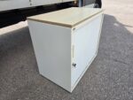 Desk Height Tambour Cupboard – Beige Cabinet & White Lockable Sliding Door - Image 7