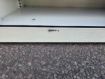 Desk Height Tambour Cupboard – Beige Cabinet & White Lockable Sliding Door - Image 12