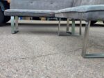 Reception Corner High Sofa with Steel Legs - Grey Suede Leather - 164cm - Image 5