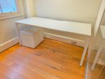 White Rectangular Office Desk + Free Mobile Pedestal & Cable Tray - 180 cm