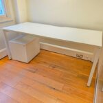 White Rectangular Office Desk + Free Mobile Pedestal & Cable Tray - 180 cm