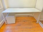 White Rectangular Office Desk + Free Mobile Pedestal & Cable Tray - 180 cm - Image 2