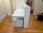 White Reception Desk with Raised Counter, Mobile Pedestal & Cable Management - Image 2