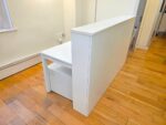 White Reception Desk with Raised Counter, Mobile Pedestal & Cable Management - Image 4