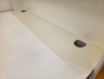 White Reception Desk with Raised Counter, Mobile Pedestal & Cable Management - Image 5