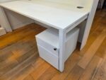 White Reception Desk with Raised Counter, Mobile Pedestal & Cable Management - Image 6