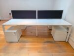 4 Person Bench Desk + Partition Screens & 4 Locking Pedestals - 240 x 160cm
