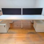 4 Person Bench Desk + Partition Screens & 4 Locking Pedestals - 240 x 160cm