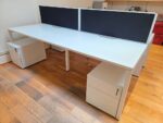 4 Person Bench Desk + Partition Screens & 4 Locking Pedestals - 240 x 160cm - Image 2