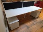 4 Person Bench Desk + Partition Screens & 4 Locking Pedestals - 240 x 160cm - Image 3