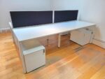 4 Person Bench Desk + Partition Screens & 4 Locking Pedestals - 240 x 160cm - Image 4