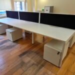 6 Person Bench Desk + Black Screens & 6 Lockable Pedestals | 360 x 160cm