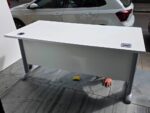 Rectangular Office Desk with White Top, Grey Legs and Modesty Panel - 160cm - Image 9