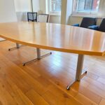 Boat-Shaped Boardroom Table - Beech Finish & Chrome Legs - 275cm Meeting Uni