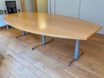 Boat-Shaped Boardroom Table - Beech Finish & Chrome Legs - 275cm Meeting Uni - Image 3