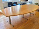 Boat-Shaped Boardroom Table - Beech Finish & Chrome Legs - 275cm Meeting Uni - Image 4
