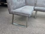 Reception Corner High Sofa with Steel Legs - Grey Suede Leather - 164cm - Image 6
