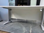 Rectangular Office Desk with White Top, Grey Legs and Modesty Panel - 160cm - Image 12