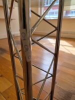 Round Glass Meeting Table - Chrome Lattice Pedestal & Black Steel Base - 80c - Image 4