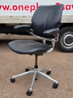 Humanscale Freedom Leather Chair – Black Ergonomic Seat with Chrome Frame