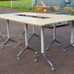 High Mobile Collaboration Tables with Lockable Castors, Set of 4  - 180cm x 70cm