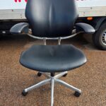 Humanscale Freedom Office Chair - Black Leather and Chrome Frame, Ergonomic Seat