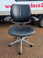 Humanscale Freedom Office Chair - Black Leather and Chrome Frame, Ergonomic Seat