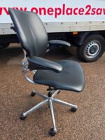 Humanscale Freedom Office Chair - Black Leather and Chrome Frame, Ergonomic Seat - Image 7