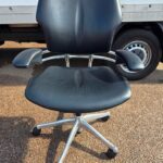 Humanscale Freedom Office Chair - Black Leather and Chrome Frame - Fixed Arms