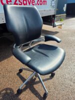 Humanscale Freedom Office Chair - Black Leather and Chrome Frame - Fixed Arms - Image 2