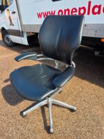 Humanscale Freedom Office Chair - Black Leather and Chrome Frame - Fixed Arms - Image 3