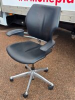 Humanscale Freedom Office Chair with Black Leather and Chrome Frame - Ergonomic