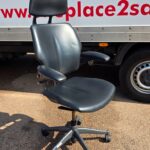 Humanscale Freedom Office Chair - Black Leather Ergonomic Seat with Headrest