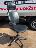 Humanscale Freedom Office Chair - Black Leather Ergonomic Seat with Headrest